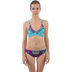 Mandala Blue Wrap Around Bikini Set by goljakoff