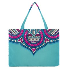 Mandala Blue Zipper Medium Tote Bag by goljakoff