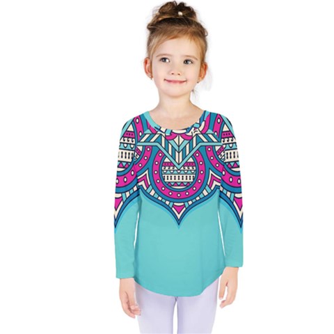 Mandala Blue Kids  Long Sleeve T-shirt by goljakoff