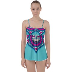 Mandala Blue Babydoll Tankini Top by goljakoff