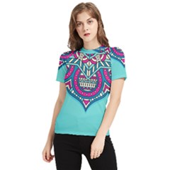 Mandala Blue Women s Short Sleeve Rash Guard by goljakoff