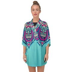 Mandala Blue Half Sleeve Chiffon Kimono by goljakoff