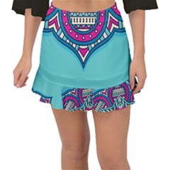 Mandala Blue Fishtail Mini Chiffon Skirt by goljakoff