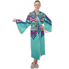 Mandala Blue Maxi Velvet Kimono by goljakoff