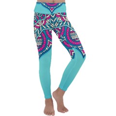 Mandala Blue Kids  Lightweight Velour Classic Yoga Leggings by goljakoff