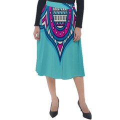 Mandala Blue Classic Velour Midi Skirt  by goljakoff