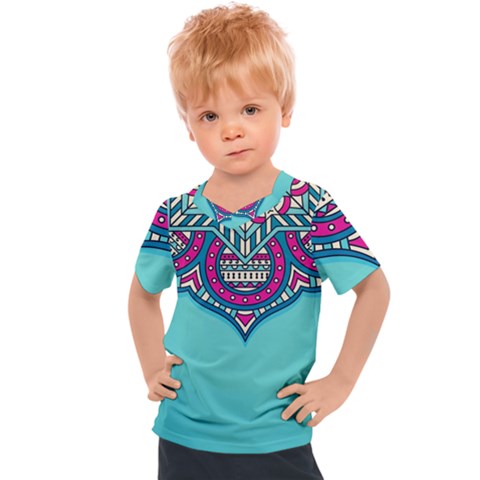 Mandala Blue Kids  Sports T-shirt by goljakoff