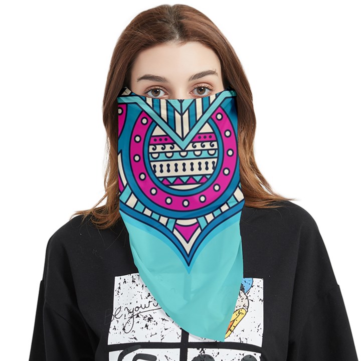 Mandala blue Face Covering Bandana (Triangle)