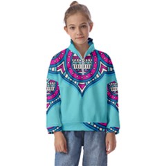 Mandala Blue Kids  Half Zip Hoodie