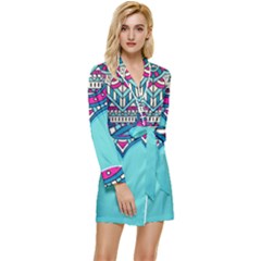 Mandala Blue Long Sleeve Satin Robe by goljakoff