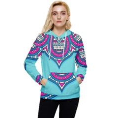 Mandala Blue Women s Lightweight Drawstring Hoodie