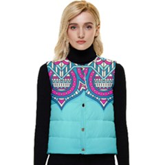 Mandala Blue Women s Button Up Puffer Vest