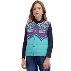 Mandala Blue Kid s Button Up Puffer Vest	