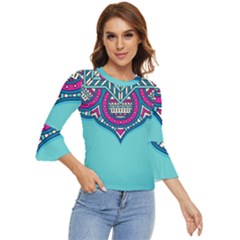 Mandala Blue Bell Sleeve Top