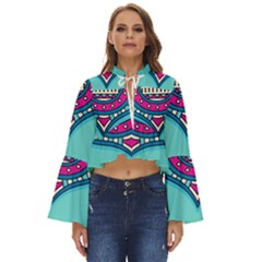 Mandala Blue Boho Long Bell Sleeve Top