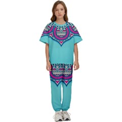 Mandala Blue Kids  T-shirt And Pants Sports Set by goljakoff