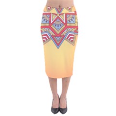 Mandala Sun Velvet Midi Pencil Skirt by goljakoff