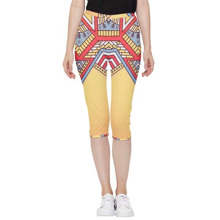 Mandala sun Inside Out Lightweight Velour Capri Leggings 