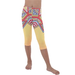 Mandala Sun Kids  Lightweight Velour Capri Leggings  by goljakoff