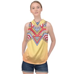 Mandala Sun High Neck Satin Top by goljakoff