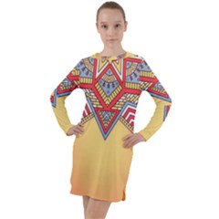 Mandala Sun Long Sleeve Hoodie Dress