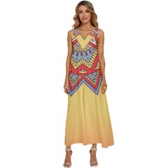 Mandala Sun V-neck Sleeveless Loose Fit Overalls by goljakoff