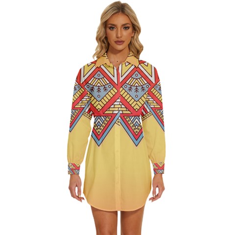 Mandala Sun Womens Long Sleeve Shirt Dress by goljakoff