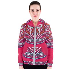 Mandala Red Women s Zipper Hoodie