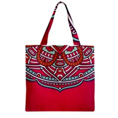 Mandala Red Zipper Grocery Tote Bag by goljakoff