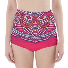 Mandala Red High-waisted Bikini Bottoms by goljakoff