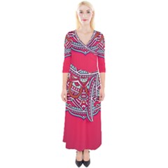 Mandala Red Quarter Sleeve Wrap Maxi Dress by goljakoff