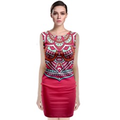 Mandala Red Sleeveless Velvet Midi Dress