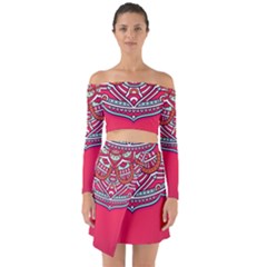 Mandala Red Off Shoulder Top With Skirt Set by goljakoff