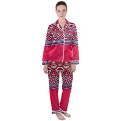 Mandala Red Women s Long Sleeve Satin Pajamas Set	 by goljakoff