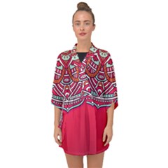 Mandala Red Half Sleeve Chiffon Kimono by goljakoff