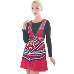 Mandala Red Plunge Pinafore Velour Dress by goljakoff