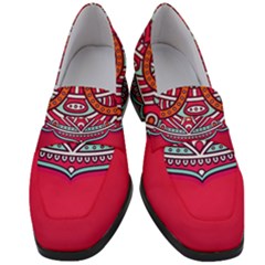 Mandala Red Women s Chunky Heel Loafers by goljakoff