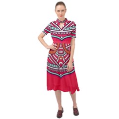 Mandala Red Keyhole Neckline Chiffon Dress by goljakoff