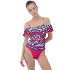 Mandala Red Frill Detail One Piece Swimsuit by goljakoff