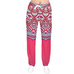 Mandala Red Women Velvet Drawstring Pants