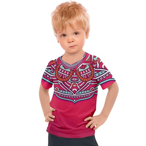 Mandala Red Kids  Sports T-shirt by goljakoff