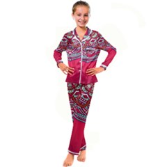 Mandala Red Kids  Satin Long Sleeve Pajamas Set by goljakoff