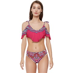 Mandala Red Ruffle Edge Tie Up Bikini Set	 by goljakoff