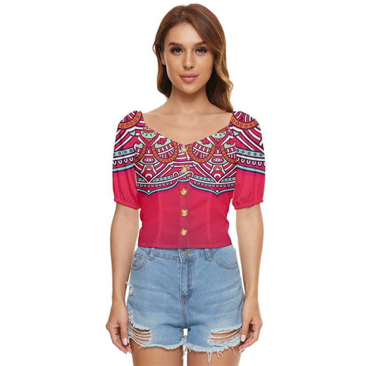 Mandala red Button up blouse