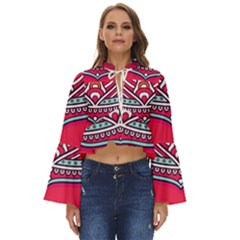 Mandala Red Boho Long Bell Sleeve Top