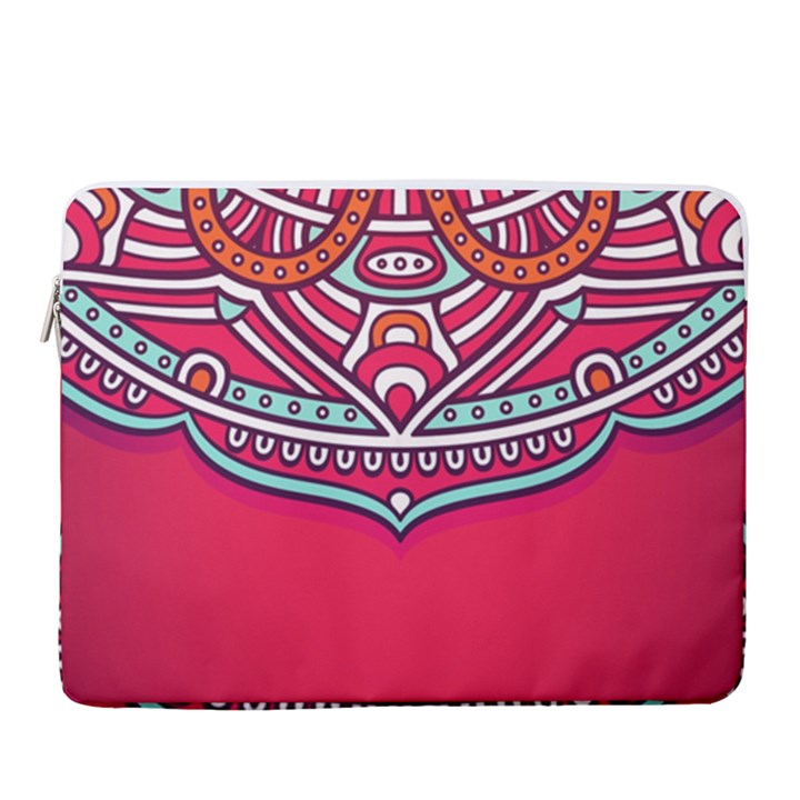 Mandala red 16  Vertical Laptop Sleeve Case With Pocket