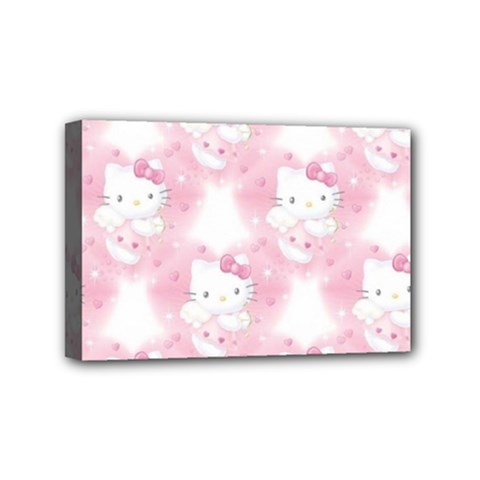 Hello Kitty Pattern, Hello Kitty, Child, White, Cat, Pink, Animal Mini Canvas 6  X 4  (stretched) by nateshop