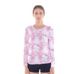 Hello Kitty Pattern, Hello Kitty, Child, White, Cat, Pink, Animal Women s Long Sleeve T-shirt