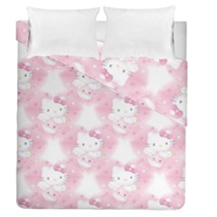 Hello Kitty Pattern, Hello Kitty, Child, White, Cat, Pink, Animal Duvet Cover Double Side (queen Size) by nateshop