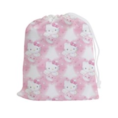 Hello Kitty Pattern, Hello Kitty, Child, White, Cat, Pink, Animal Drawstring Pouch (2xl) by nateshop